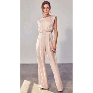 Hausen‎ Wide Leg Jumpsuit Womens Champagne Beige Size Medium